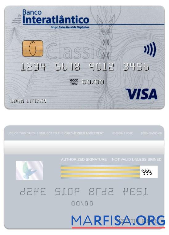 Realistic Cabo Verde Banco Interatiantico bank visa classic card template